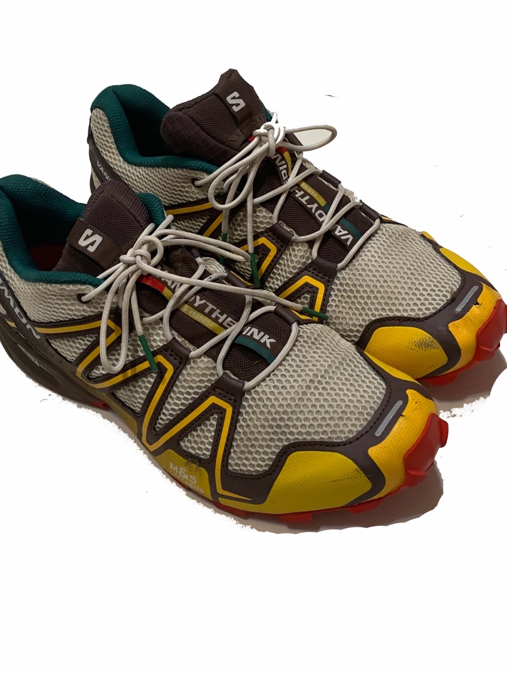 Salomon Yellow, Gray & Brown Trail Sneakers